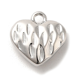 Platinum Brass Pendants, Heart, Platinum, 10x10x4mm, Hole: 1.2mm