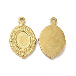 Настоящее золото 18K Ионное покрытие (ip) 304 подвеска из нержавеющей стали с кабошоном, овальные амулеты, реальный 18 k позолоченный, лоток : 8x6 мм, 21x13x2 мм, отверстие : 1.2 мм