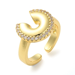 Letter C Покрытие стойки латунь микро паве цирконий открытые манжеты кольца, без кадмия, без никеля и без свинца, реальный 18 k позолоченный, буква С, регулируемый