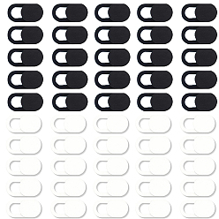 Mixed Color 50Pcs 2 Colors ABS Plastic Self-Adhesive Webcam Covers, Slide Camera Blockers For Mobile Phone Computer Laptop, Oval, Mixed Color, 17x9x1mm, 25pcs/color