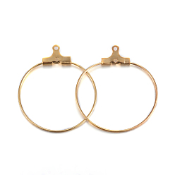 Настоящее золото 18K 304 подвески из нержавеющей стали, обручание серьги, кольцо, реальный 18 k позолоченный, 29~30x26.5x1.5 мм, 21 датчик, отверстие : 1 мм, Внутренние размеры: 22x25 mm, штифты : 0.7 мм