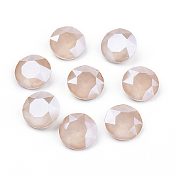 Сочный Персик Заостренные задние и задние боковые кабошоны из стразного стекла, класс А, имитация нефрита, стиль мокко, граненые, плоско-круглые, сочный персик, 10x5 мм