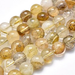 Autres Quartzs Perles de quartz dendritiques naturelles, ronde, 9.5~10mm, Trou: 0.8mm, Environ 40 pcs/chapelet, 14.96 pouce (38 cm)