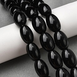 Black Onyx Бусины из натурального черного оникса, окрашенная и подогревом, овальные, 17.5~18x12~13 мм, отверстие : 1.4 мм, около 23 шт / нитка, 15.75'' (40 см)