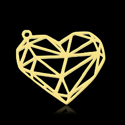 Настоящее золото 18K Ионное покрытие (ip) 201 подвески из нержавеющей стали, сердце, реальный 18 k позолоченный, 23x26x1 мм, отверстие : 1.4 мм