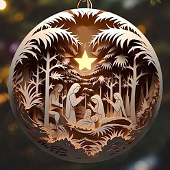 Персиковый Слойка Акриловые подвесные украшения, подвесные украшения для дома, рождественские темы, плоско-круглые, розовые, 150 мм