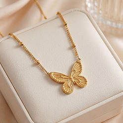 Golden 304 Stainless Steel Butterfly Pendant Necklaces for Women, Golden, 15.75 inch(40cm)