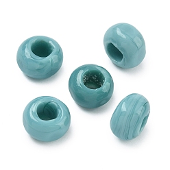 Средний Бирюзовый Бусины лэмпворк европейского стиля , бусины с большим отверстием, кубические, средне бирюзовый, 11.5x11.5x8.5 мм, отверстие : 5 мм