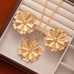 Золотой Ожерелья с подвесками из цветочного сплава и комплекты серег-гвоздиков, золотые, колье: 20.47 дюйм (52 см), Кулон : 54 мм