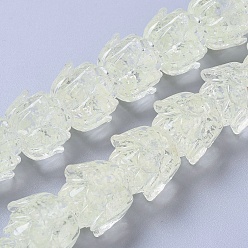 Hellgelb Leuchthandgemachte Glasperlen, Lotus, hellgelb, 21~22x18 mm, Bohrung: 1.2 mm