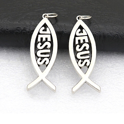 Античное Серебро Брелок-подвеска в виде рыбы из цинкового сплава, античное серебро, 45x16x3.50 мм