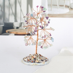 Флюорит Украшения для елки из натуральной флюоритовой крошки, Агатовая пластина с медной проволокой, энергетический камень по фен-шуй, подарок для украшения дома, 60x125 мм