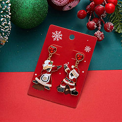 Santa Claus Рождественские серьги-гвоздики из сплава со стразами, Подвески из акрила и стекла для женщин, асимметричные серьги, золотые, Дед Мороз, 30x20 мм