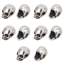 Античное Серебро 10 шт. Хэллоуин 316 хирургические бусины из нержавеющей стали, череп головы, античное серебро, 10.5x8x10 мм, отверстие : 2.3 мм