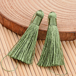Dark Sea Green Nylon Thread Tassel Big Pendant Decorations, Dark Sea Green, 43x6mm