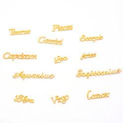 Золотой Сплав кабошонов, двенадцать созвездий, золотые, 8~10x15~47x1.5 мм, 12 шт / комплект