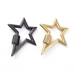 (52) Непрозрачная лаванда Латунные подвески с карабином, для изготовления ожерелий, долговечный, матовый стиль, звезда, реальный 18 k позолоченный, разноцветные, 29x24.1x2 мм