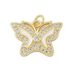 Настоящее золото 18K Латунные микро проложить кубического циркония подвески, с эмалью, бабочки прелести, стойки покрытие, без кадмия и без свинца, долговечный, с целью перехода в кольце, реальный 18 k позолоченный, 17x19x2 мм, отверстие : 3 мм