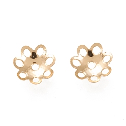 Золотой 304 из нержавеющей стали шарик крышки, мульти-лепесток, цветок, золотые, 7x7.5x1.5 мм, отверстие : 1 мм