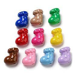 Mixed Color Opaque Acrylic Beads, Christmas Sockings, Mixed Color, 21x15x22mm, Hole: 3mm