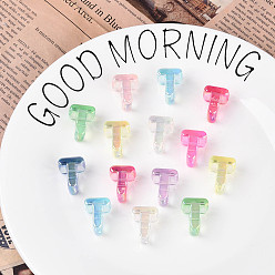 Letter T УФ-покрытие прозрачные акриловые европейские бусины, бусины с большим отверстием, разноцветные, Письмо T, 20.5x16.5x13.5 мм, отверстие : 6 мм