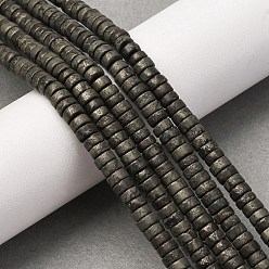 Пирит Природного пирита бисер нитей, диск, Heishi бусы, 4~5x2~2.5 мм, отверстие : 0.7 мм, около 160 шт / нитка, 15'' (38.1 см)