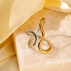 Золотой & Цвет Нержавеющей Стали Регулируемые 304 манжеты из нержавеющей стали для женщин, золотые и нержавеющая сталь цвет, 31 мм, размер США 6 1/2 (16.9 мм)