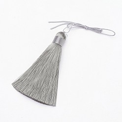 Серый Нейлона украшений кулон кисточкой, серые, 80x13 мм