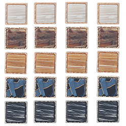 (52) Непрозрачная лаванда 20 шт. 5 цвета 1-отверстие кнопки из сплава смолы, квадратный, разноцветные, 18x18x9 мм, отверстие : 2 мм, 4 шт / цвет