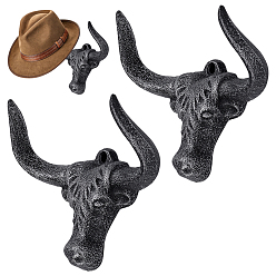 Черный Цвет Металла Чугунные дверные крючки, поголовье крупного рогатого скота, металлический черный , 100x126x47.5 мм