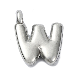 Letter W Антикоррозийные 304 подвески из нержавеющей стали, буквенное очарование, Буква W, 18x15.5x4 мм, отверстие : 1.6 мм