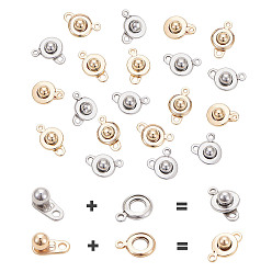 Золотой & Цвет Нержавеющей Стали 201 защелкивающиеся заготовки из нержавеющей стали, золотые и нержавеющая сталь цвет, 15x9x5 мм, отверстие : 1.5~2 мм, 2 цветов, 10 комплектов / цвет, 20sets / коробка