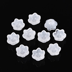 Белый Дым Прозрачные брызги окрашенные стеклянные колпачки, цветок, серый, 7x11.5x11.5 мм, отверстие : 0.8~1.4 мм, около 1950~2000 шт / упаковка