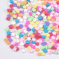 (52) Непрозрачная лаванда Ручной полимерной глины украшения искусства ногтя, Модные уходу за ногтями, без отверстия , цветок, разноцветные, 4~5x4~5x0.5~1.5 мм