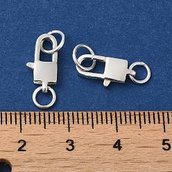 Argent 925 Fermoirs mousquetons en argent sterling avec anneaux ouverts, carré avec tampon 925, argenterie, 13x6.5x2.8mm