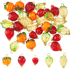 (52) Непрозрачная лаванда 30шт 5 бесцветные подвески ручной работы в технике лэмпворк, фруктовые подвески с латунными петлями, золотые, разноцветные, 16~22.2 мм, отверстие : 2.5 мм, 6 шт / стиль