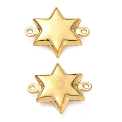 Star 304 Stainless Steel Connector Charms, Real 18K Gold Plated, Star, 17x15x3.5mm, Hole: 1mm