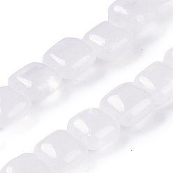 Хрусталь Природных кристаллов кварца бисер нитей, квадратные бусины из горного хрусталя, 8.5x8.5x5 мм, отверстие : 1.6 мм, около 50 шт / нитка, 16.34'' (41.5 см)