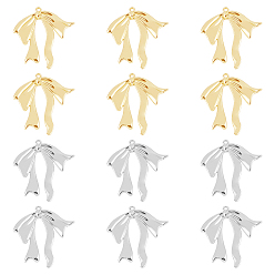 Platinum & Light Gold 24шт 2 цвета подвески из сплава с покрытием стойки, бантом прелести, платина и светлое золото, 31.5x30.5x2 мм, отверстие : 1.5 мм, 12 шт / цвет