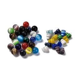 (52) Непрозрачная лаванда Кошачий глаз 3 отверстие гуру бусины, круглый и конусный (цвета не парные), разноцветные, шарик 1: 9мм, отверстие : 1.6 мм, бусина 2: 9x7.5x7.5, отверстие : 2 мм