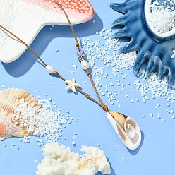 Раковина Раковины кулон ожерелье, вощеный полиэстеровый шнур для женщин, внутренний диаметр: 8.66 дюйм (22 см), Кулон : 42.5x21.5x15.5 мм