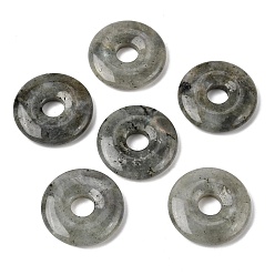 Labradorite Natural Labradorite Pendants, Donut/Pi Disc Charms, 30x6mm, Hole: 8mm