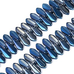 Морской Синий Стеклянные бусины, слеза, Топ пробуренной, Marine Blue, 15~16x6x4~4.5 мм, отверстие : 0.9~1 мм, около 119~120 шт / нитка, 17.32~18.11 дюйм (44~46 см)