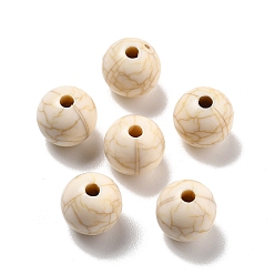 Бланшированный Миндаль Хрустящие непрозрачные акриловые бусины, имитация бирюзовый, круглые, бланшированный миндаль, 10x9.5 мм, отверстие : 2 мм