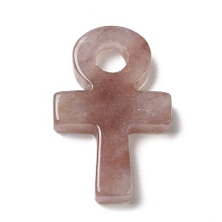 Фиолетовый Авантюрин Подвески из натурального фиолетового авантюрина, анкх крест прелести, 29.5~30x20x5~5.5 мм, отверстие : 5 мм