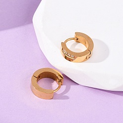 Настоящее золото 18K 304 из нержавеющей стали кубического циркония серьги обруча, с 316 нержавеющей стали, ионное покрытие (ip), реальный 18 k позолоченный, 13.5~14x4 мм