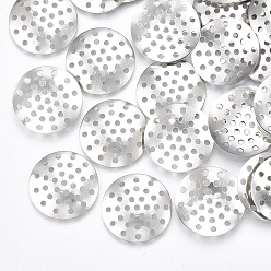 Платина Железный палец кольцо / выводы сито брошь, перфорированные настроек диска, без никеля , платина, 18x2 мм, отверстие : 1.2 мм