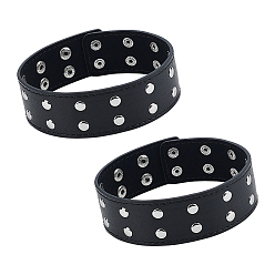 Черный 1Пара регулируемых кожаных нарукавников, чёрные, 13-7/8x1-1/2x1/4 дюйм (35.3x3.7x0.55 см)