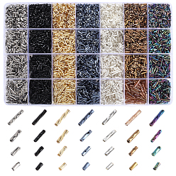 Mixed Color 7490Pcs Glass Twisted Bugle Beads, Round Hole, Mixed Color, 5~12x2mm, Hole: 0.5~0.9mm