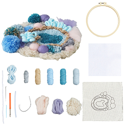 (52) Непрозрачная лаванда Наборы для начинающих по вышивке иглой в технике пуансона для изготовления подставок под кружки своими руками, В комплект входят пяльцы, нитки и иголка для вышивания., ткань, разноцветные, 202x205x1 мм